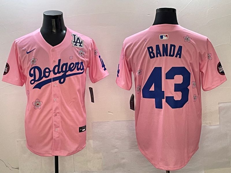 Men Los Angeles Dodgers 43 Banda Pink Sakura Edition 2025 Nike MLB Jersey style 9